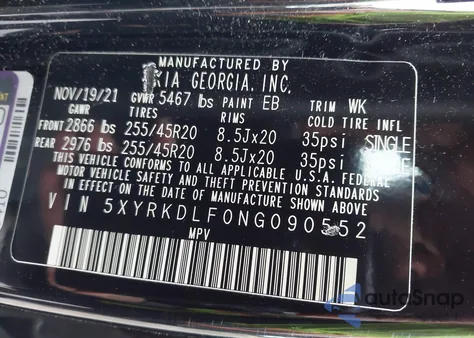 2022 Kia Sorento X-Line Sx Prestige z USA, uszkodzony, nr VIN 5XYRKDLF0NG090552